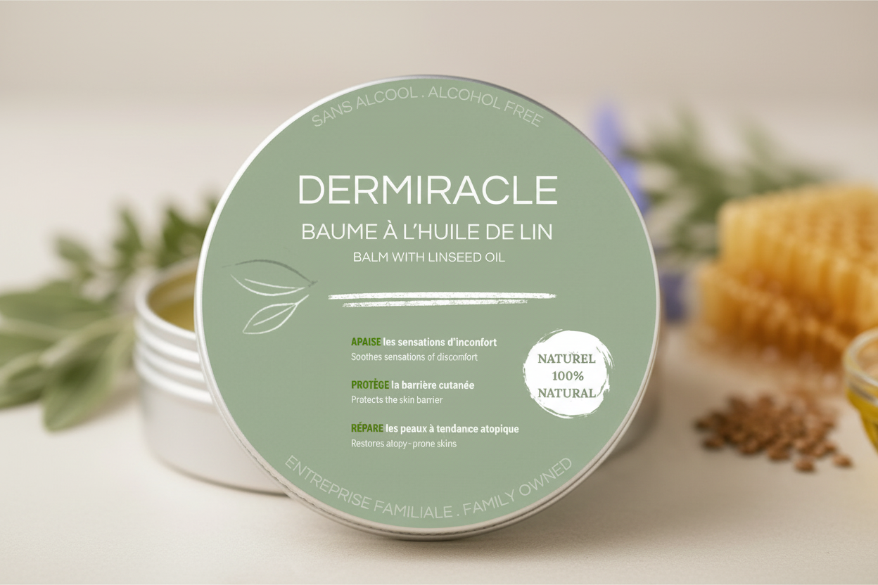 Dermiracle Baume à l'Huile de Lin - label lisible